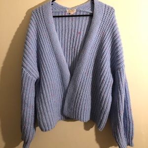 Blue Sweater with Pink Splotches